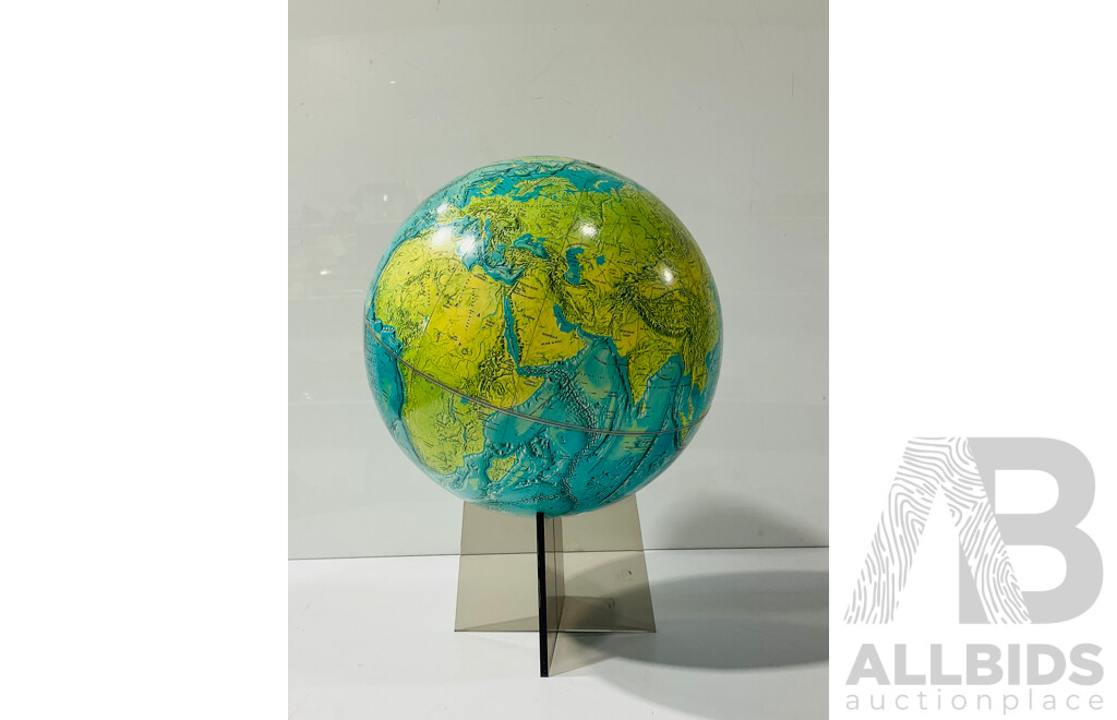 Retro National Geographic Physical Globe on Perspex Stand