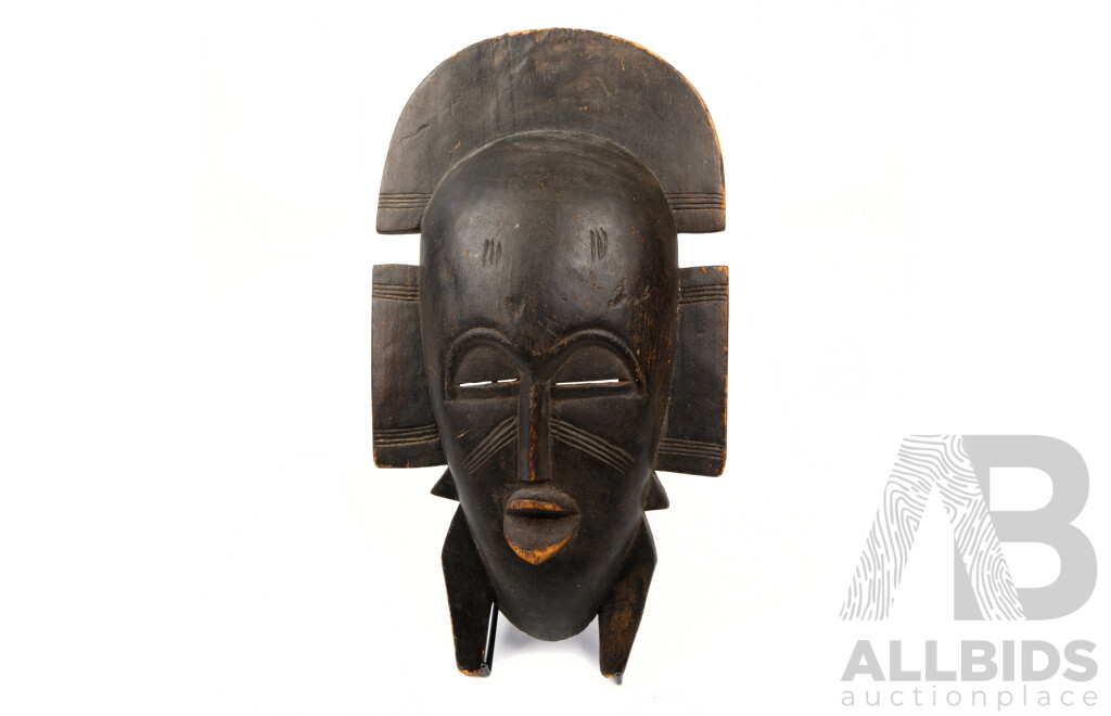 Antique Hand Carved Wooden African Senufo Ivory Coast Mask