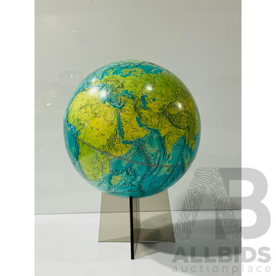 Retro National Geographic Physical Globe on Perspex Stand