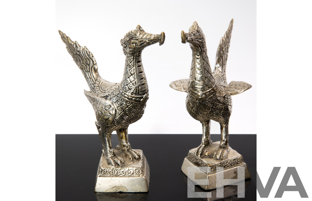 Pair Vintage Thai Metal Supannahong Figures