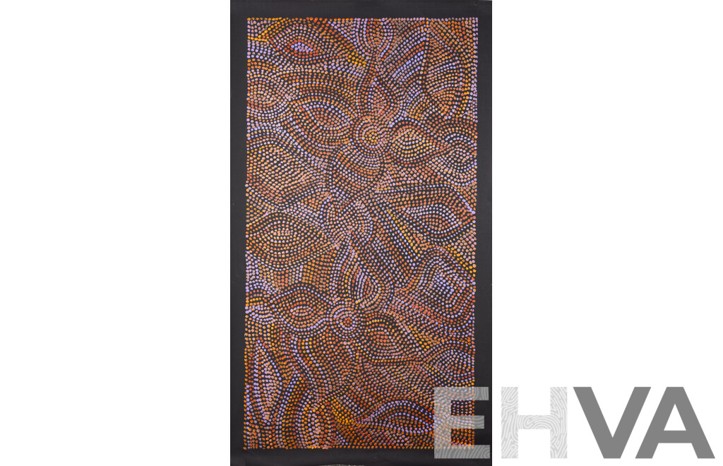 Joy Purvis Petyarre, (20th Century, Indigenous-Australian, 1962-), Bush Yam Seeds, (2023), Acrtlic on Canvas, 105 x 60 cm (edge to edge)