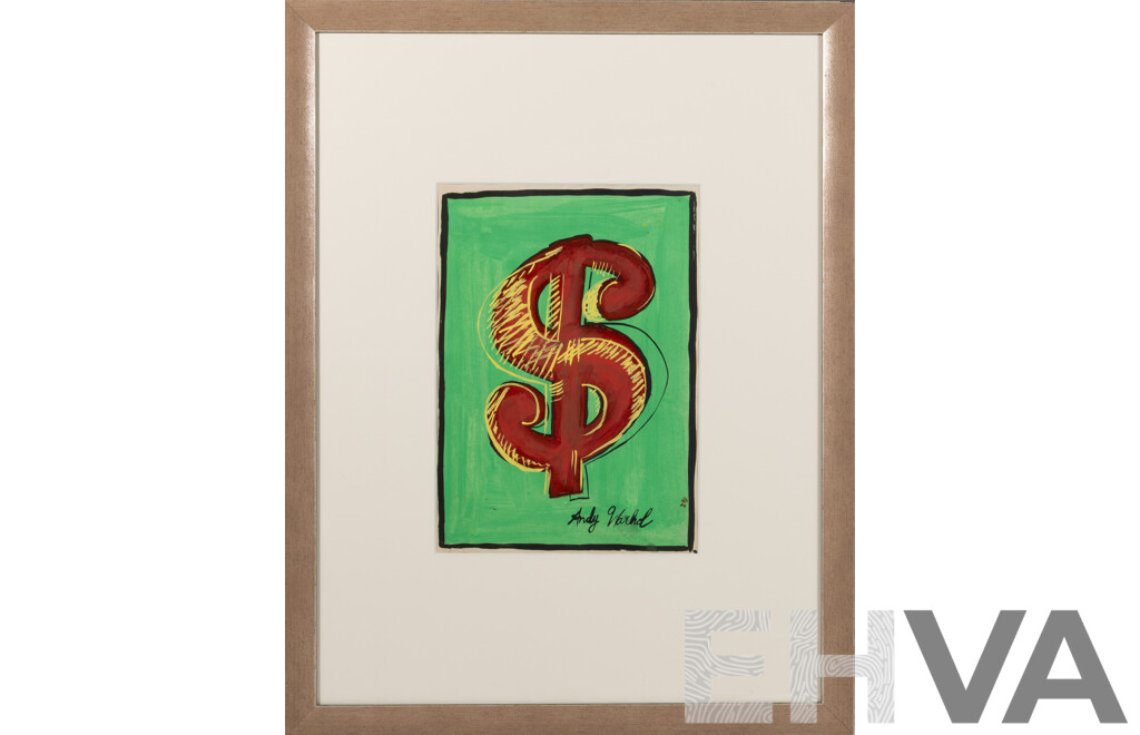 Andy Warhol, (20th Century, American, 1928-1987), Dollar Sign (1965), Mixed Media on Paper, Signed and Framed, 56 x 44 cm (frame)