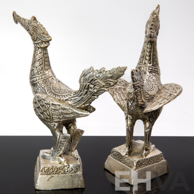 Pair Vintage Thai Metal Supannahong Figures