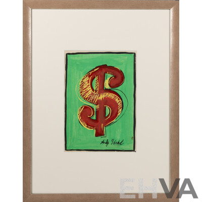Andy Warhol, (20th Century, American, 1928-1987), Dollar Sign (1965), Mixed Media on Paper, Signed and Framed, 56 x 44 cm (frame)