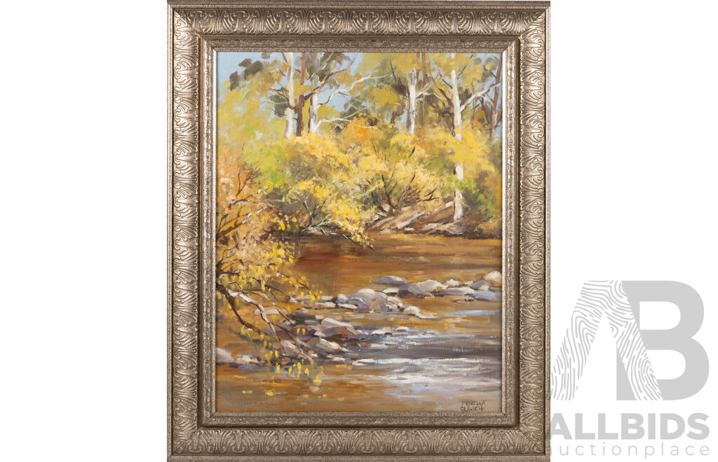 Fiorella Glavich, (20th Century, Australian), Yarra at 'Pound Bend' in Autumn, Oil on Canvas, 63 x 53 cm (frame)