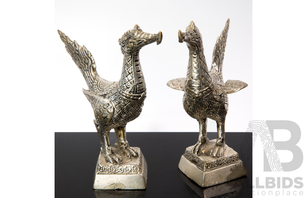 Pair Vintage Thai Metal Supannahong Figures