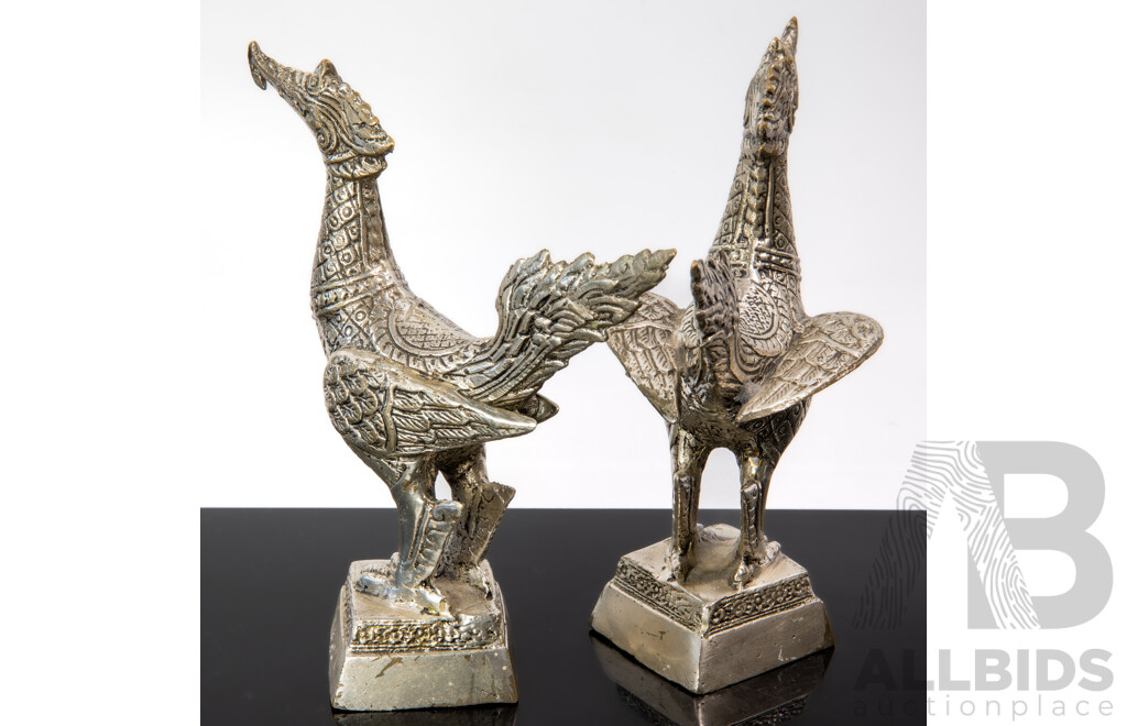 Pair Vintage Thai Metal Supannahong Figures