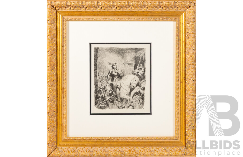 Norman Lindsay (20th Century, Australian, 1879-1969), Now Do the Entering - Trumpets Sound, Hand Photogravure From Original Pen Drawing on Handmade Paper, Limited Ed., 45 x 43 cm (frame)
