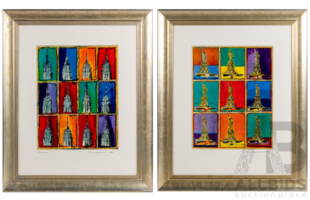 Michael Babyak (20th Century, American), 12 Empires & 9 Liberties, Wonderful Pair of Original Pop Art Lithographs, 61 x 50 cm (frames) (2)