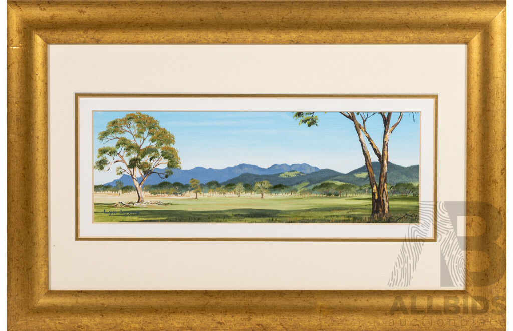 Lyn Lyons, (20th Century, Australian), Sunrise on the Victoria Range & Victoria Valley, Lovely Pair of Original Oils on Canvas, 30 x 46 cm (frames) (2)