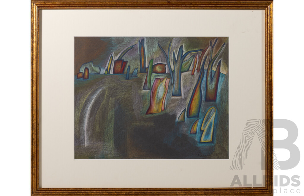 Rafael Gurvich, (20th Century, Australian, 1949-), Abstract - Free Form Organic Shape Wonderland (1978), Wonderful Original Pastel, 44 X 54 Cm (frame)
