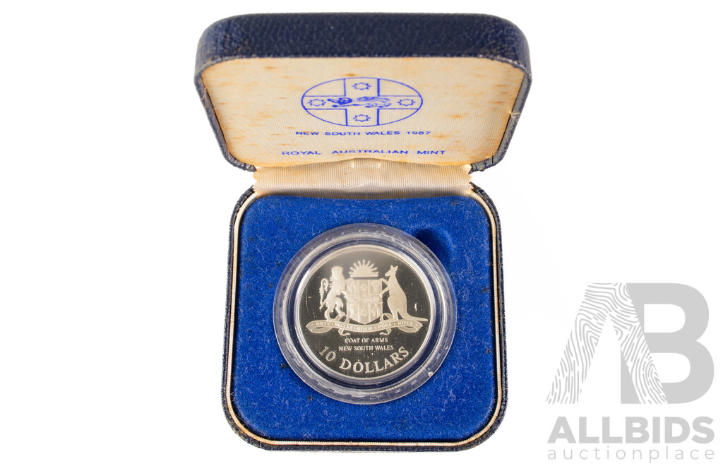 Australian RAM 1987 Silver Proof Ten Dollar Coin, State Series, New South Wales .925