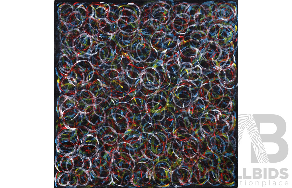 Gracie Morton, (20th Century, Australian-Indigenous, 1956 -), Bush Plum Dreaming, Acrylic on Canvas Cloth, 79 x 70 cm (edge to edge)