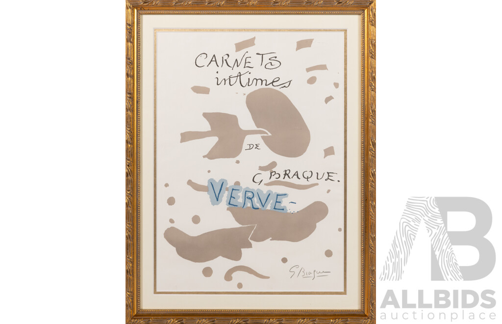 Georges Braque, (Late 19th/20th Century, French, 1882-1963), Posing (1955), Rare & Collectible Colour Lithograph, Hand Signed Within Print Margin in Pencil, 43.5 x 33 .5 cm (frame)