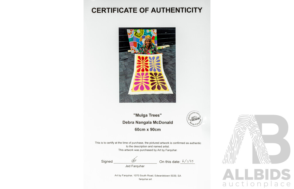 Debra Nagala McDonald, (20th Century, Indigenous-Australian, 1969-), Mulga Trees, Acrylic on Canvas, Comes with COA, 70 x 100 cm (edge to edge)