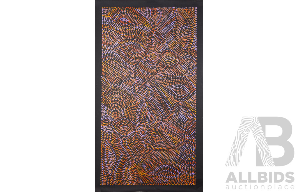 Joy Purvis Petyarre, (20th Century, Indigenous-Australian, 1962-), Bush Yam Seeds, (2023), Acrtlic on Canvas, 105 x 60 cm (edge to edge)