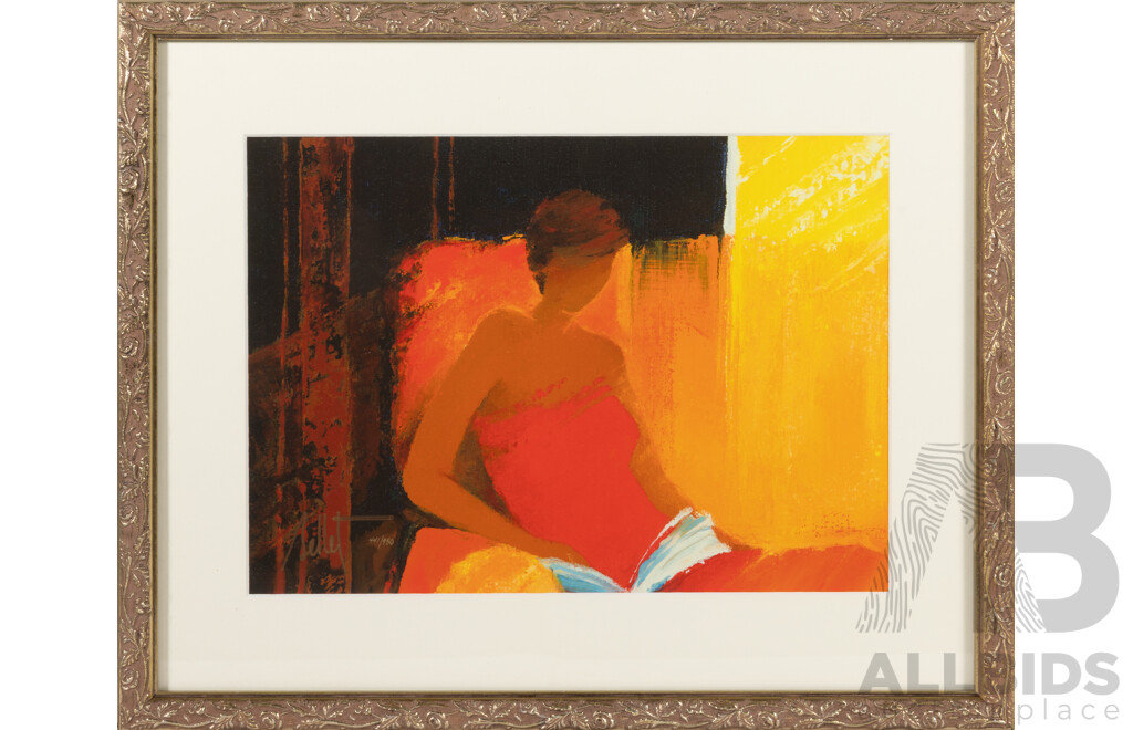 Emile Bellet, (20th Century, French, 1941-), Lecture (2014), Hand-signed & Limited Edition Giclee in Colour on Paper, 39 x 48 cm (frame)