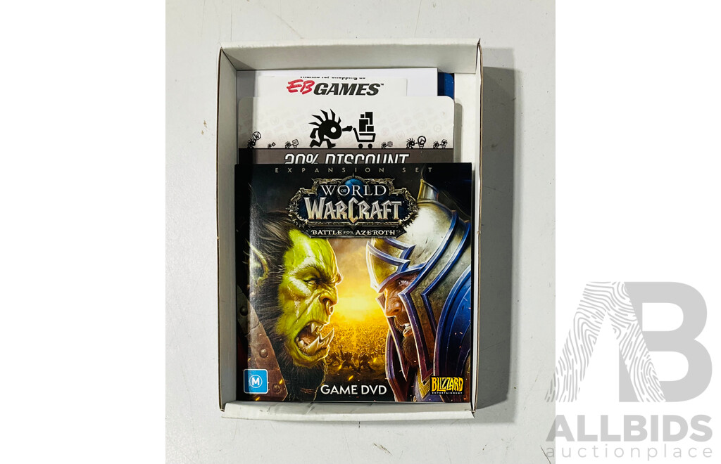 Two PC games including fallout 4 far Harbor expansion in steelbook and world of Warcraft battle for Azeroth expansion