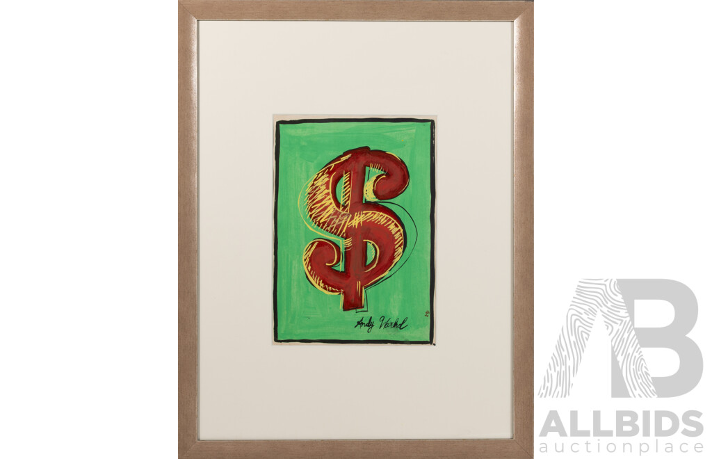 Andy Warhol, (20th Century, American, 1928-1987), Dollar Sign (1965), Mixed Media on Paper, Signed and Framed, 56 x 44 cm (frame)