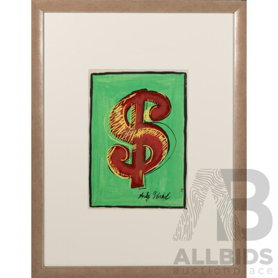 Andy Warhol, (20th Century, American, 1928-1987), Dollar Sign (1965), Mixed Media on Paper, Signed and Framed, 56 x 44 cm (frame)