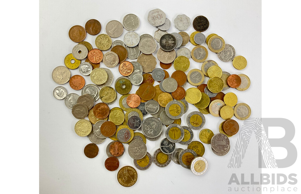 Collection of International Coins Including Nepal, Philippines, Bahrain, USA, Egypt, Euro, Hong Kong, Malaysia, China, UAE, India, UK and More