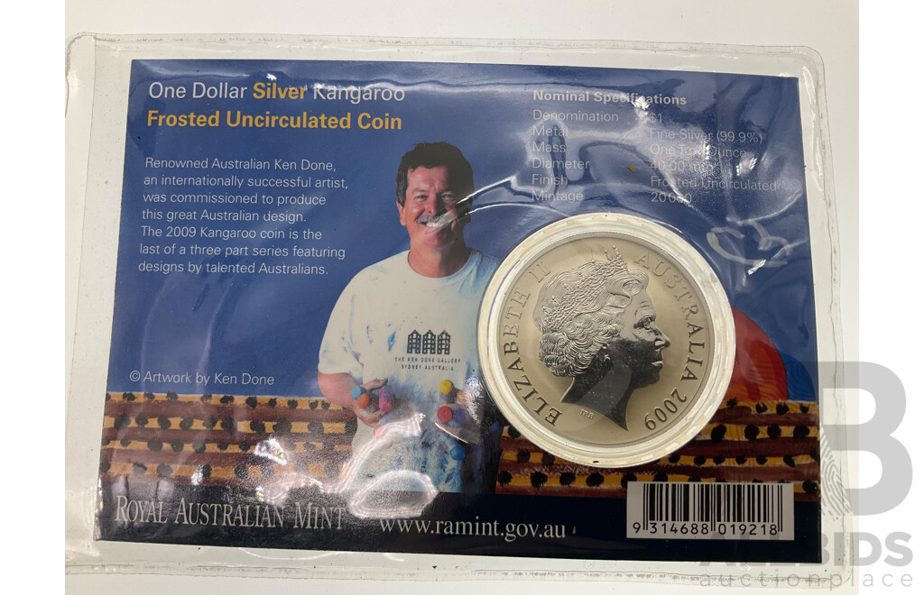 Australian 2009 Silver Frosted UNC Coin, Ken Done .999