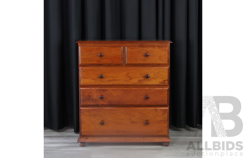 Modern Pine Five Drawer Chest