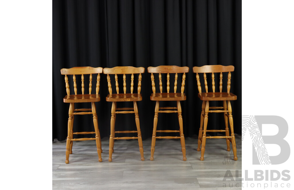 Set of Four Modern Pine Barstools