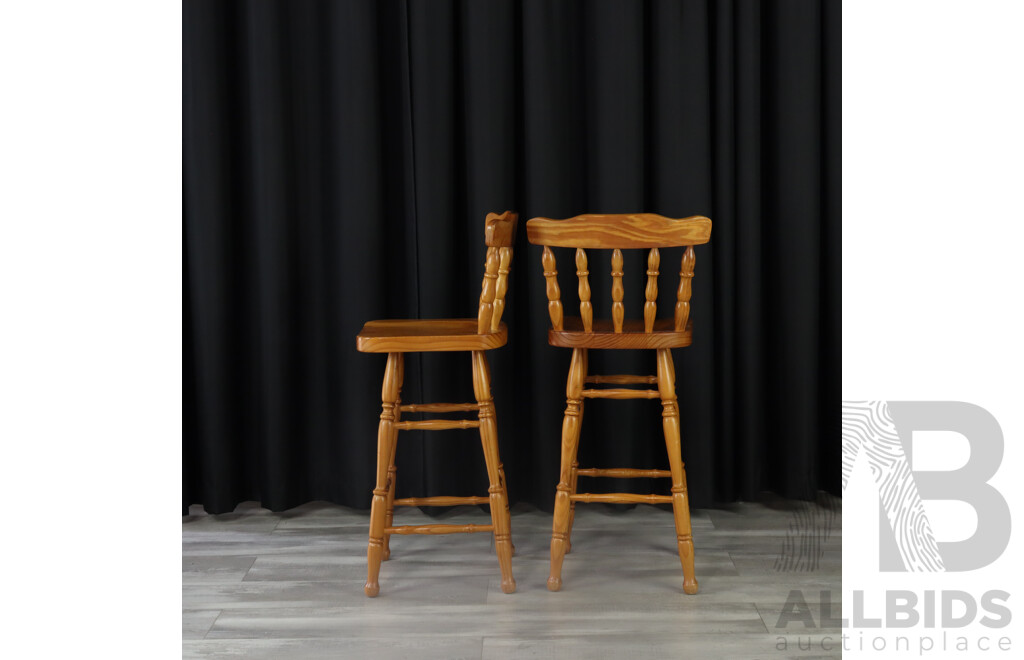 Set of Four Modern Pine Barstools