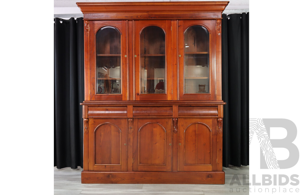 Reproduction Mahogany Two Piece Bookcase