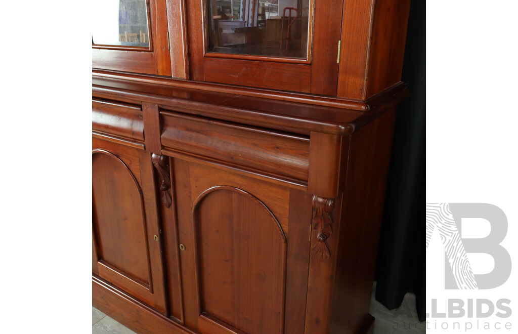 Reproduction Mahogany Two Piece Bookcase