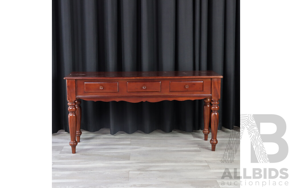 Reproduction Mahogany Three Drawer Hall Table