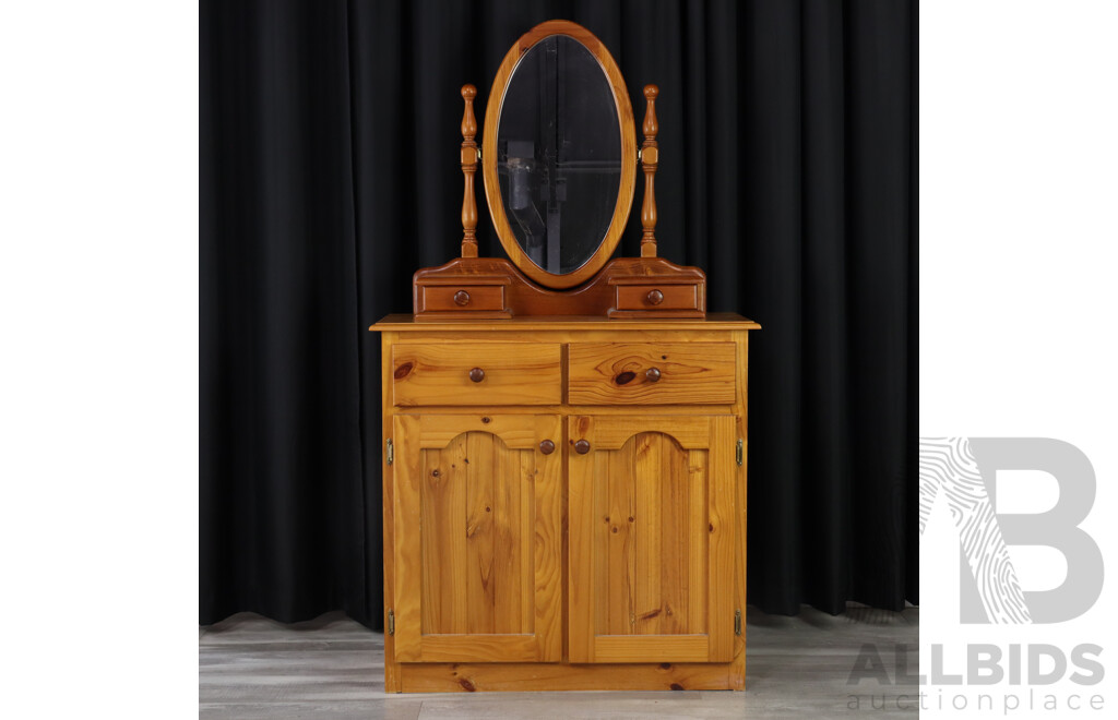 Modern Pine Dresser with Mirrored Top