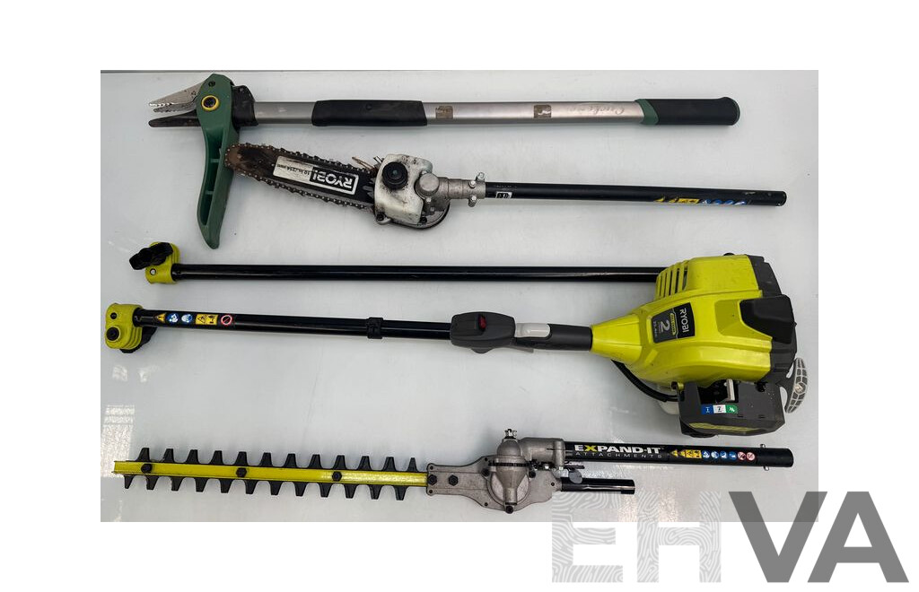 Ryobi 2 Stroke Petrol Pole Pruner + Attachments