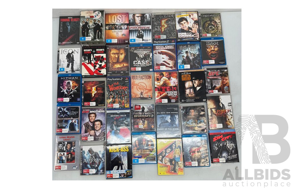 Bulk Lot of DVD's CD's and Playstation Games - Lot of 82