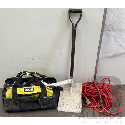 Shovel, Extension Cord and Tool Bag