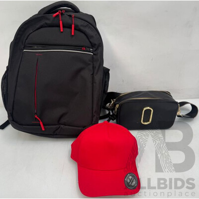 Red Caps, Backpack and Marcs Hand Bag