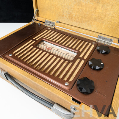 Vintage Ferranti GB 1951 Radio Tuner Model 815 in Case with Vintage P & O Labels to Exterior
