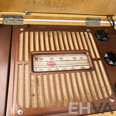 Vintage Ferranti GB 1951 Radio Tuner Model 815 in Case with Vintage P & O Labels to Exterior