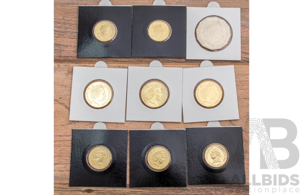 Australian Commemorative Coins Including 2019 Mint Mark One Dollars 'S' 'U' 'A'  with Fine Two Dollars 2021 Aboriginal Flag, 2019 Police Remembrance, 2024 Animal Remembrance..............