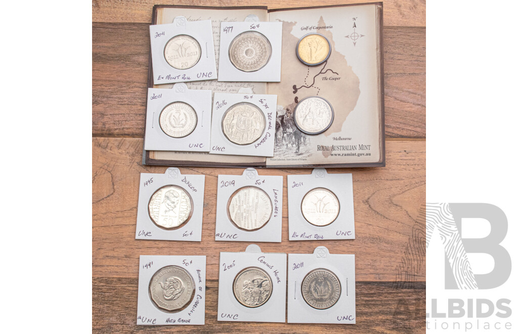 Australian 2010 Two Coin Burke and Wills Expedition Set with Commemorative Coins Including 2011 International Women's Day and 2019 Languages