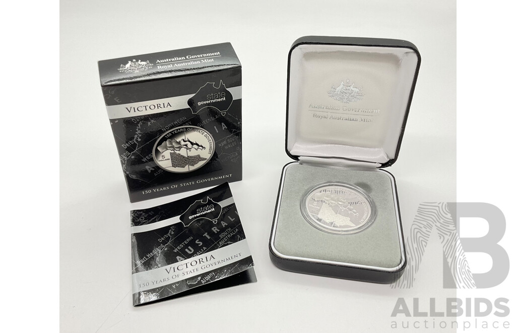 Australian RAM 2006 Commemorative Silver Five Dollar Coin, 150 Years of Victorian State Government .999