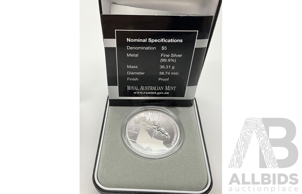 Australian RAM 2006 Commemorative Silver Five Dollar Coin, 150 Years of Victorian State Government .999