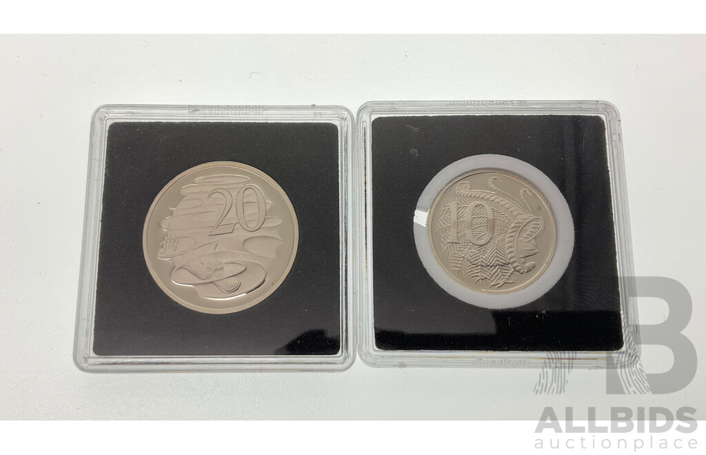 Australian 2000 Proof Twenty and Ten Cent Coins