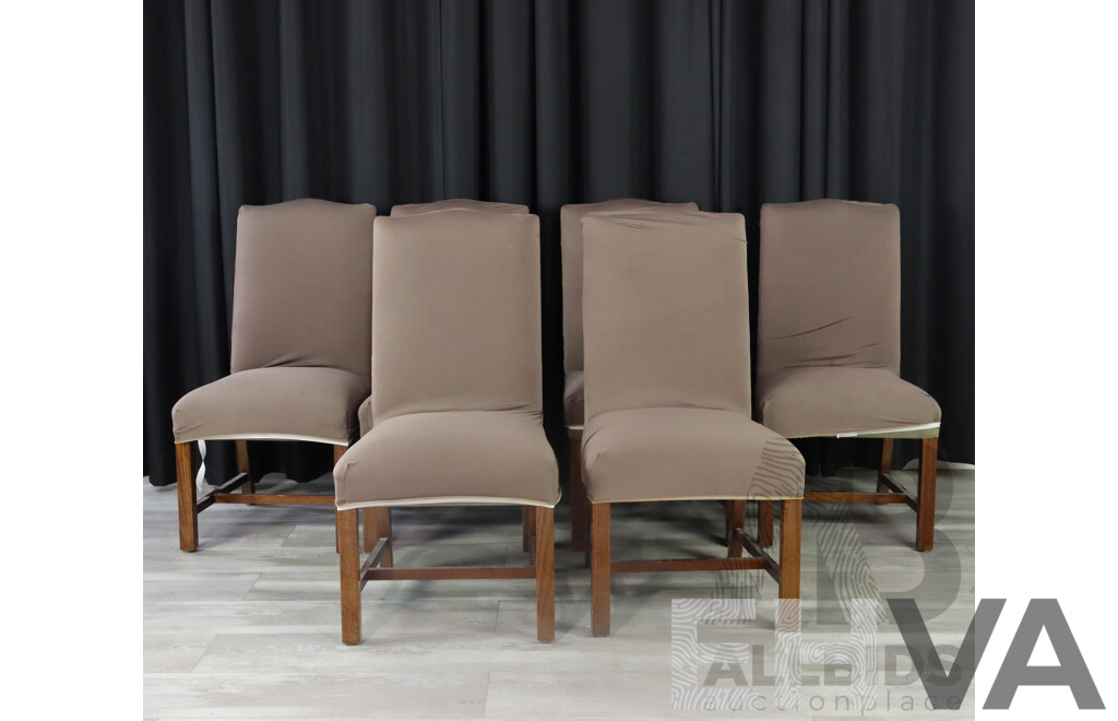 Set of Six Modern Fabric Upholstered Dining Chairs