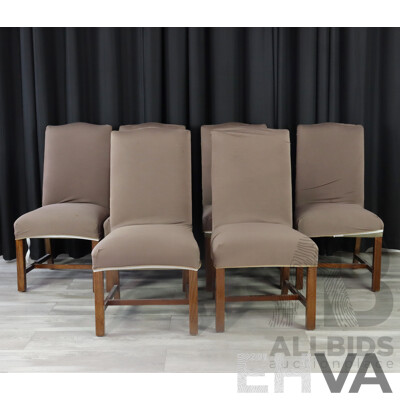 Set of Six Modern Fabric Upholstered Dining Chairs