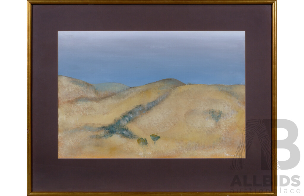 Reg Livermore (20th Century, Australian, 1938-), Australian Outback [with Trees] III, Oil on Canvas Cloth, 70 x 88 cm (frame)