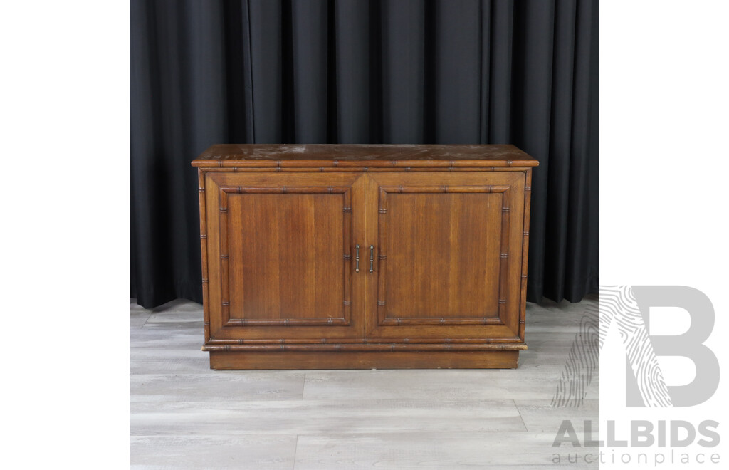 Vintage Timber Side Cabinet with Faux Bamboo Edging