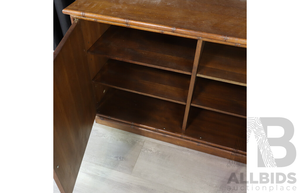 Vintage Timber Side Cabinet with Faux Bamboo Edging