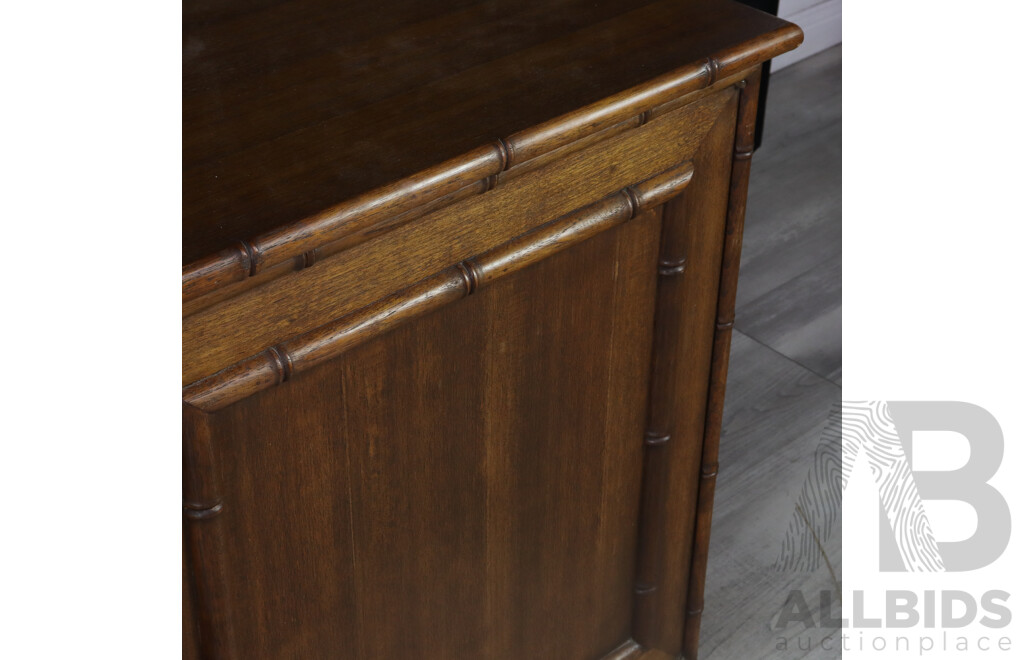 Vintage Timber Side Cabinet with Faux Bamboo Edging